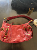 Nuovedive Red Leather Suede Hobo Shoulder Bag Brass Grommet Studs Y2K Good