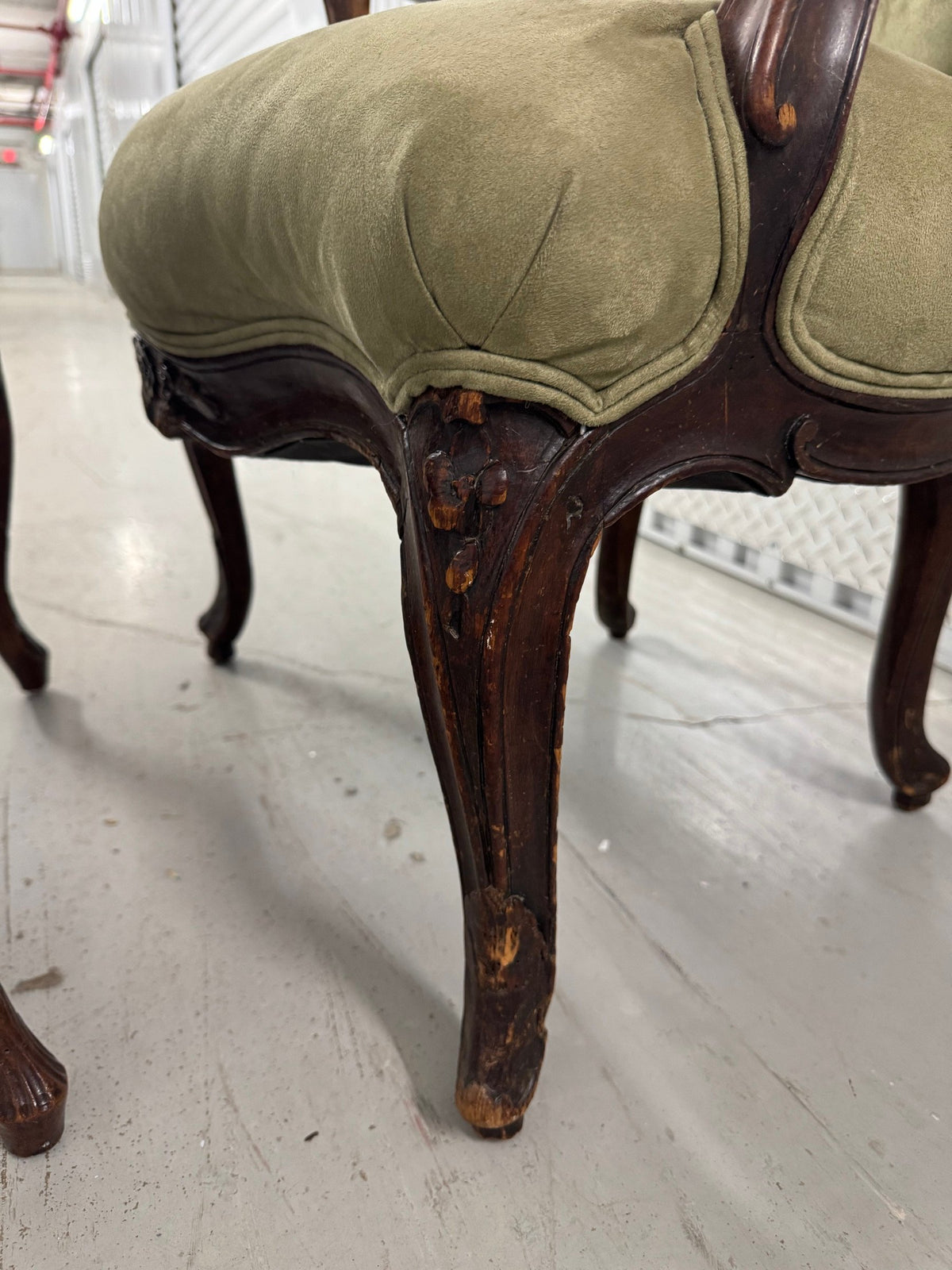 Victorian Carved Walnut Armchair with Matching Ottoman