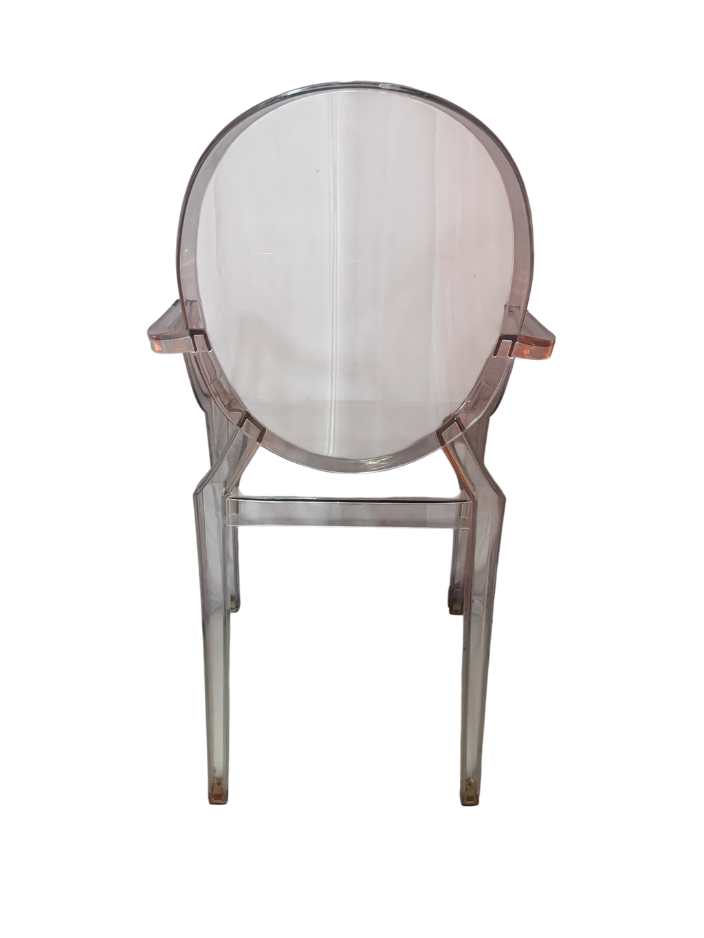 Clear armchair from the front at a slight angle