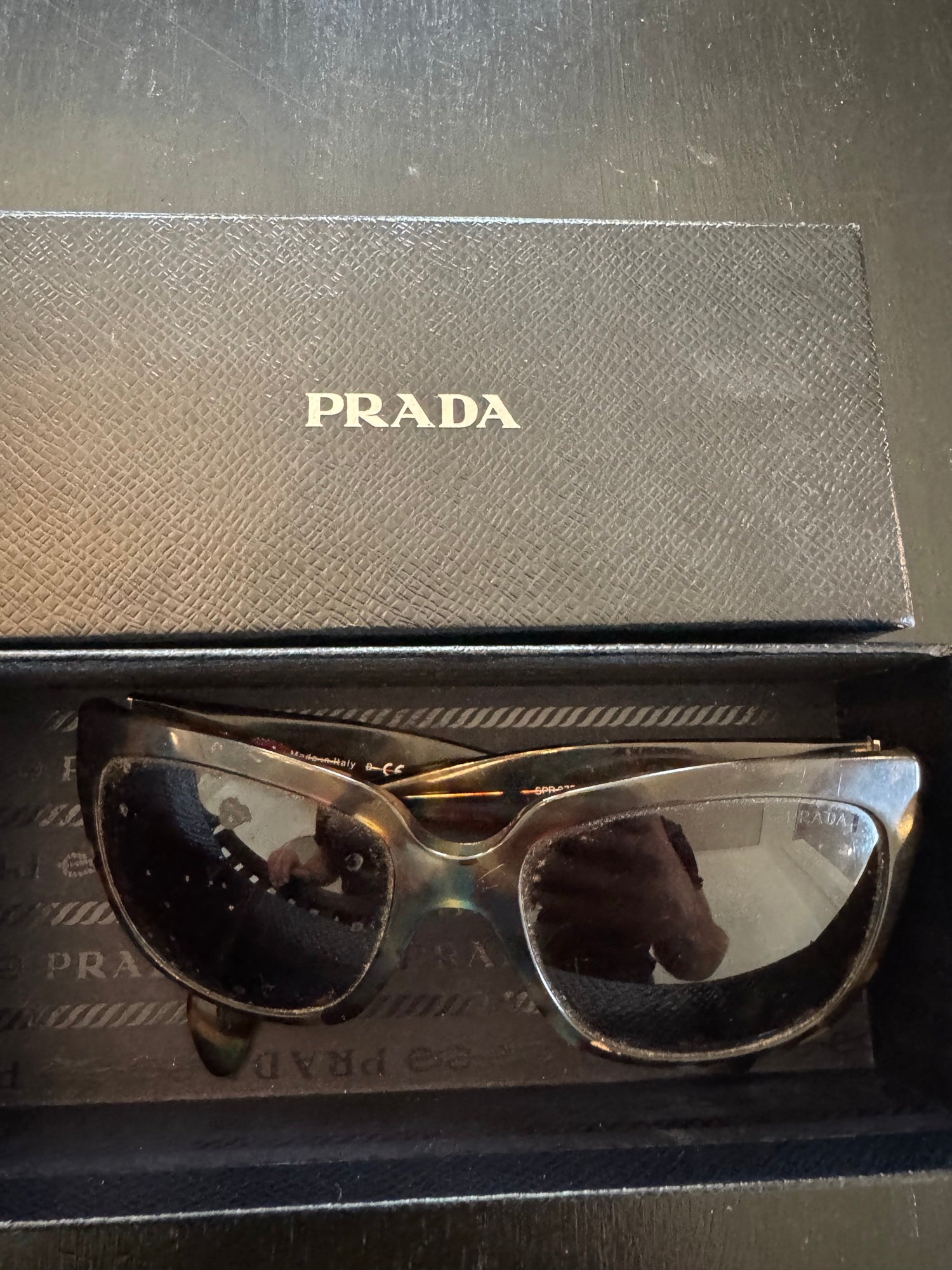 Prada SPR Cat Eye Sunglasses Tortoise Havana Acetate Italy w/ Case Box Good